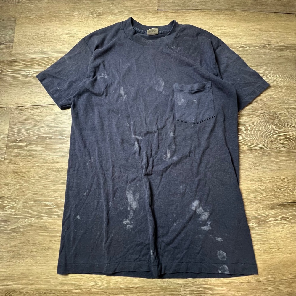 McGregor Pocket Tee Mens L Navy Blue Vintage Distressed Single Stitch USA Made